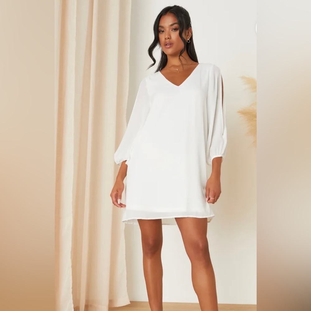 Lulu’s white chiffon dress - size Small